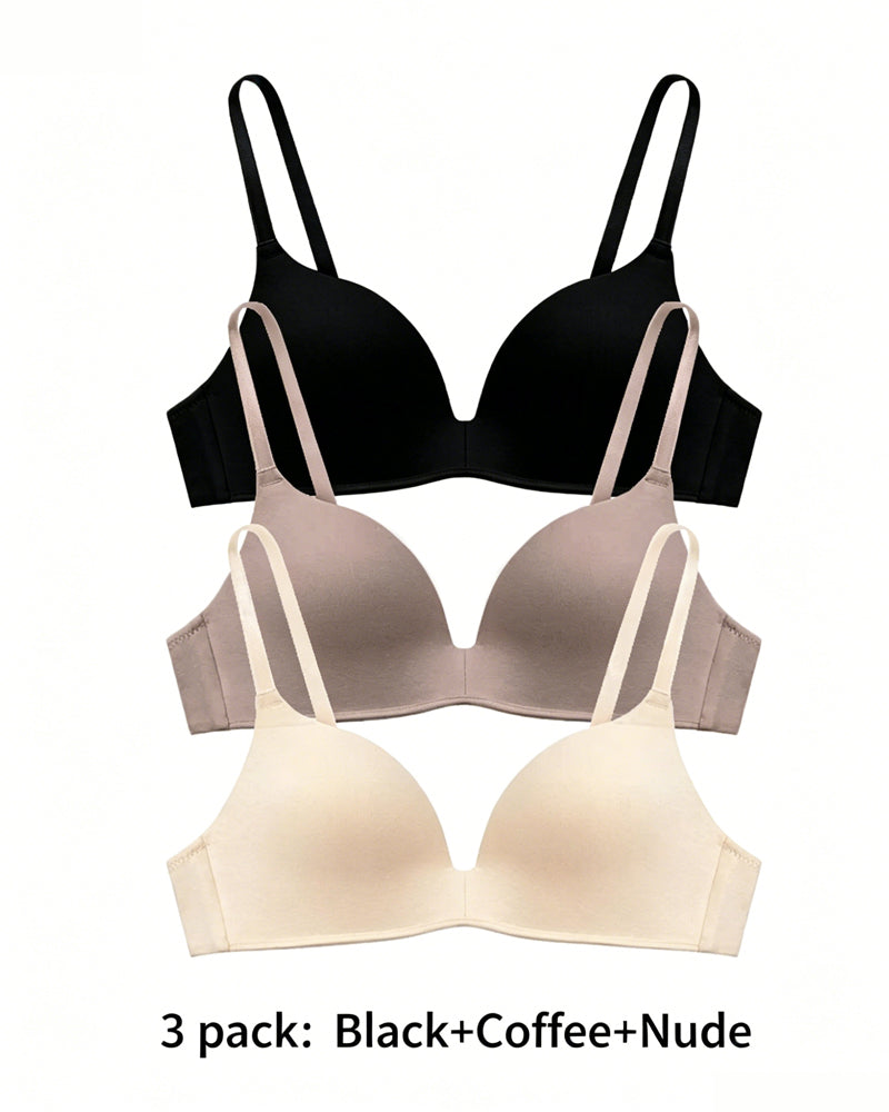 Set de 3 Sujetadores T-Shirt Sin Aros y Confortables con Escote en V