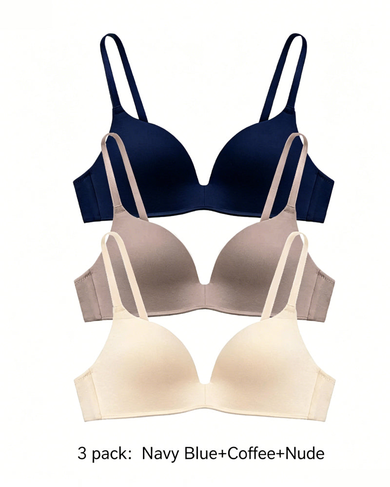 Set de 3 Sujetadores T-Shirt Sin Aros y Confortables con Escote en V