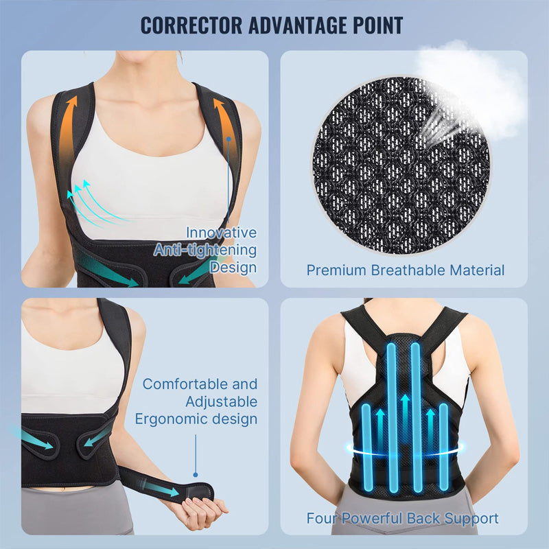 Corrector de Postura Invisible con Soporte de Malla Transpirable para Adultos - Diseño de Espalda Abierta