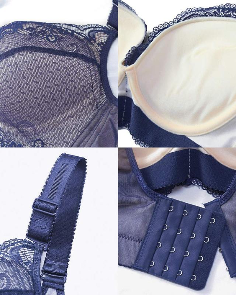 Brassieres de encaje con almohadilla push-up de diseño floral