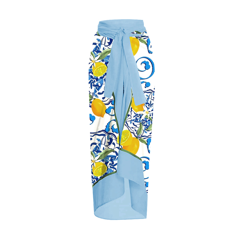 Traje de baño de una pieza con tirantes de limón y pareo