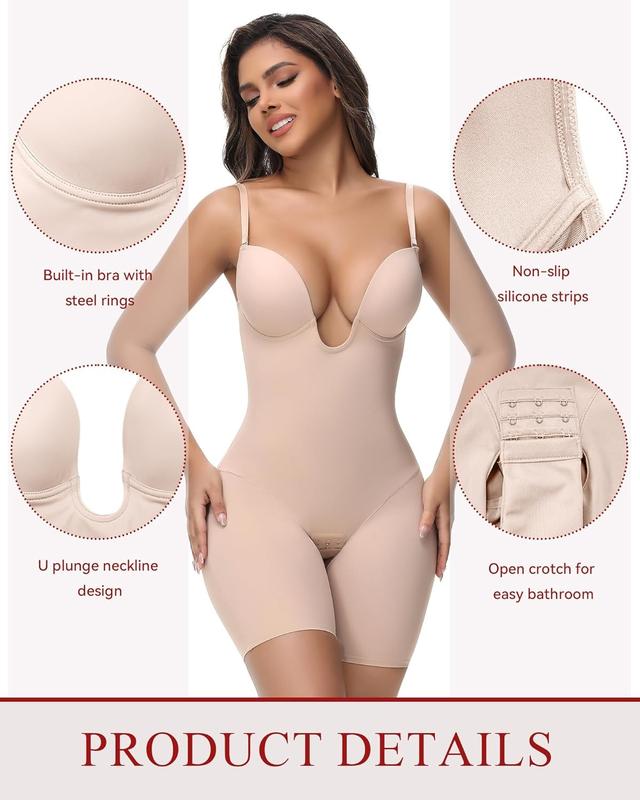 Shapewear Sin Espalda y Sin Tirantes con Escote en U Profundo