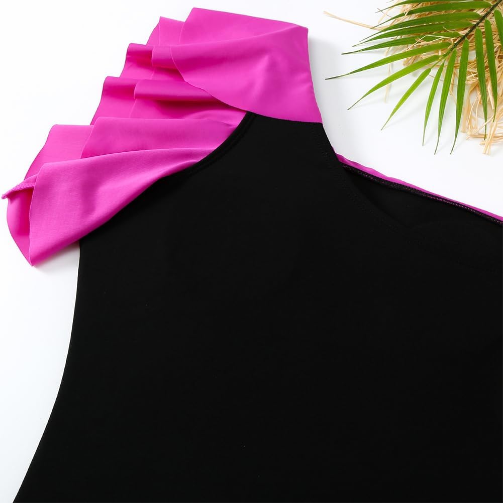 Floralshe® Bañador de Una Pieza para Mujeres con Falda Sarong y Cubierta de Playa Retro con Estampado Floral