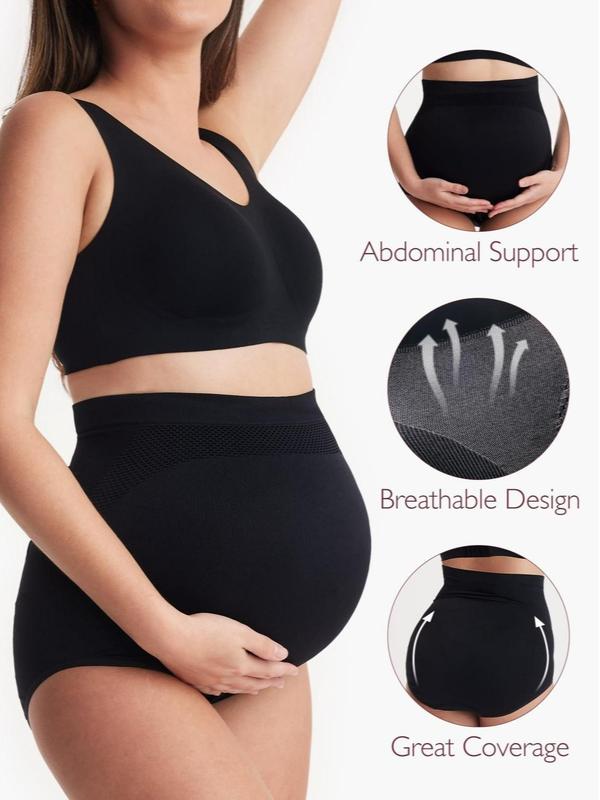Paquete de 3 bragas altas sin costuras para maternidad, con suave soporte para el vientre