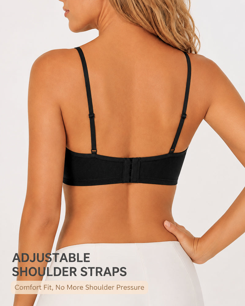Conjunto de 2 Sujetadores Push-Up Sin Aros con Encaje y Escote en V Profundo