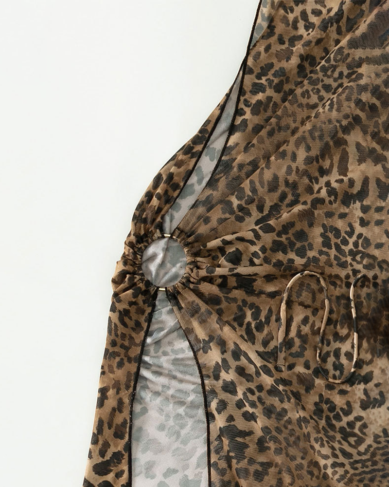 Baño de Malla con Estampado de Leopardo