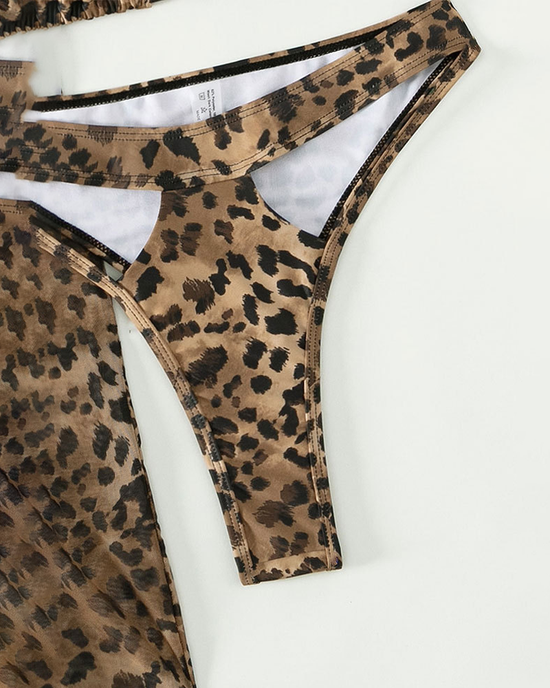 Baño de Malla con Estampado de Leopardo
