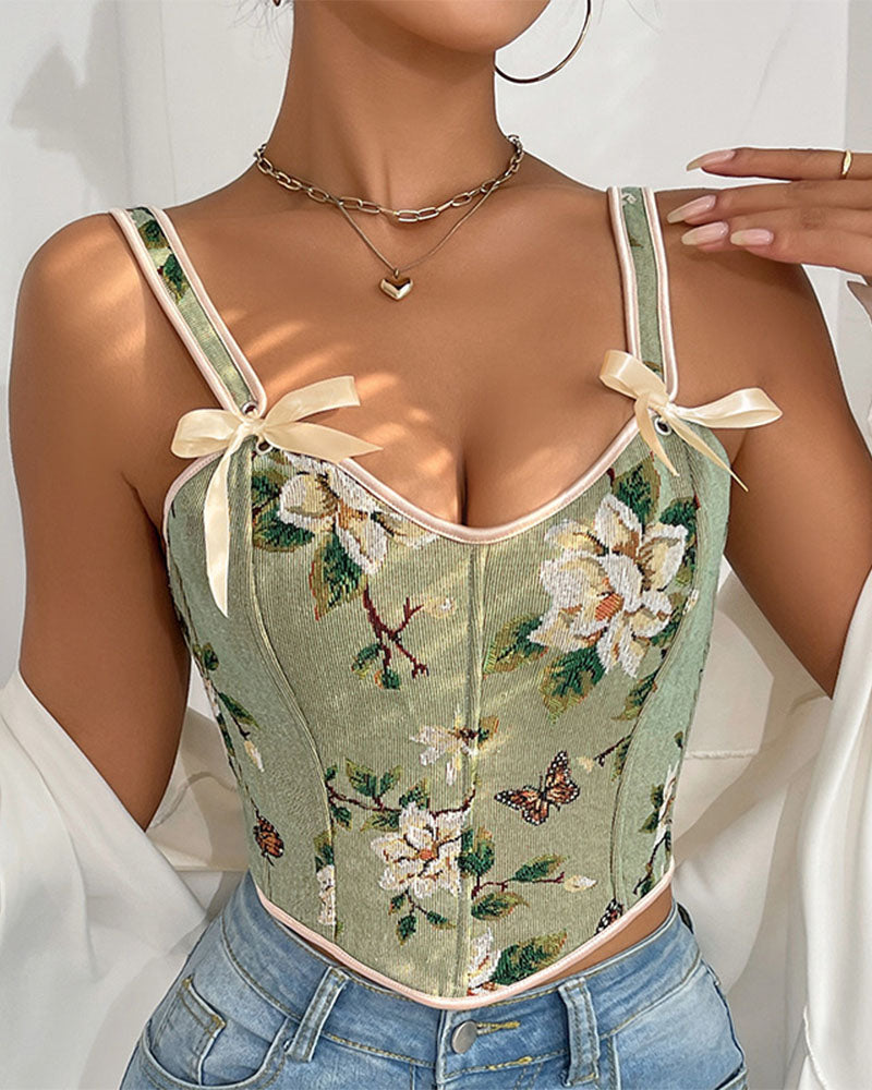 Chaleco Ajustado de Encaje con Lazo Estilo Francés para Mujeres - Cuerpo Modelador Sexy