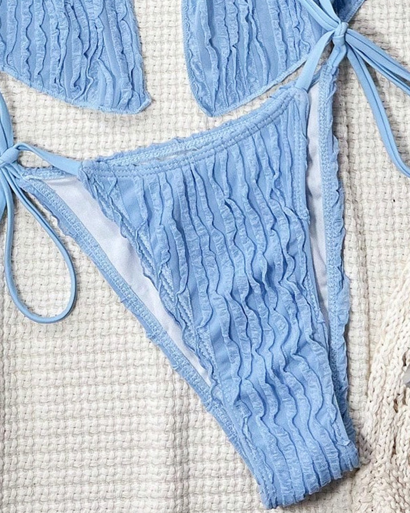 Conjunto de Bikini Sexy de Dos Piezas con Tirantes y Color Sólido