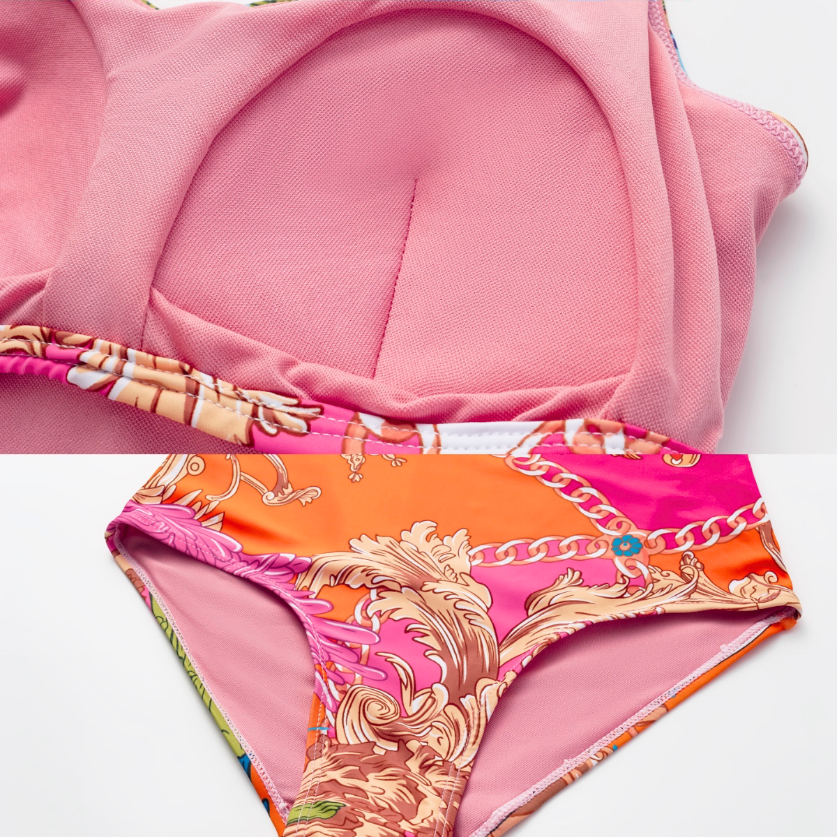 Conjunto de Baño de Una Pieza con Estampado de Concha y Sarong/Falda