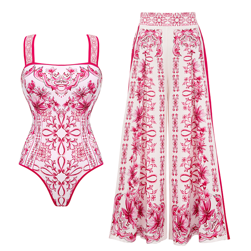 Conjunto de Baño Lily con Tirantes y Falda o Pantalones de la Colección Majolica