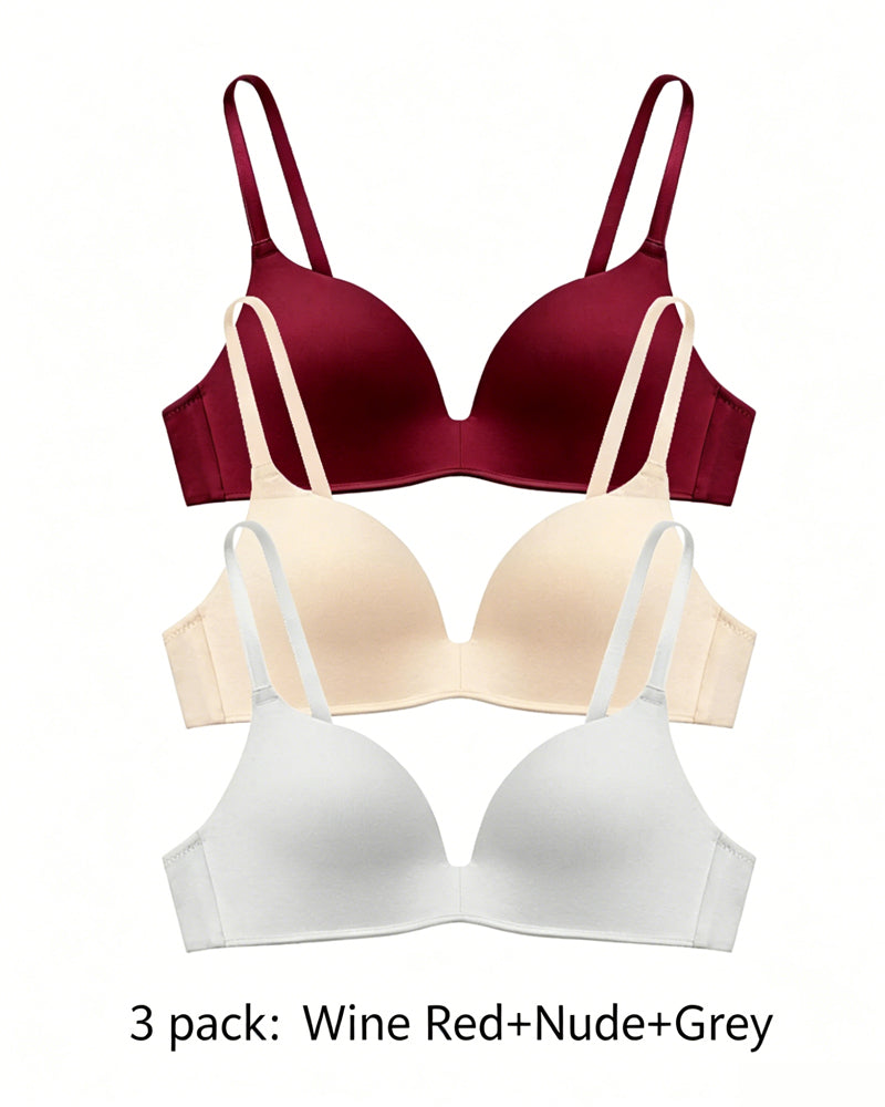 Set de 3 Sujetadores T-Shirt Sin Aros y Confortables con Escote en V
