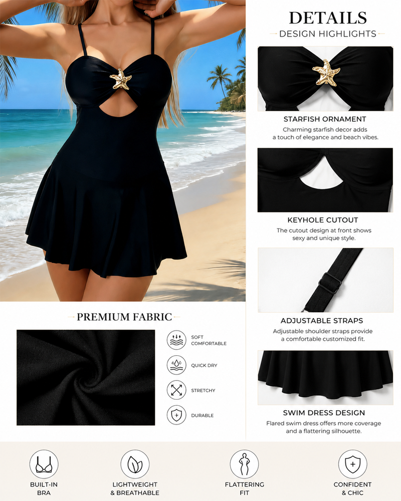 Bikini de Una Pieza Ajustado con Encanto de Estrella de Mar