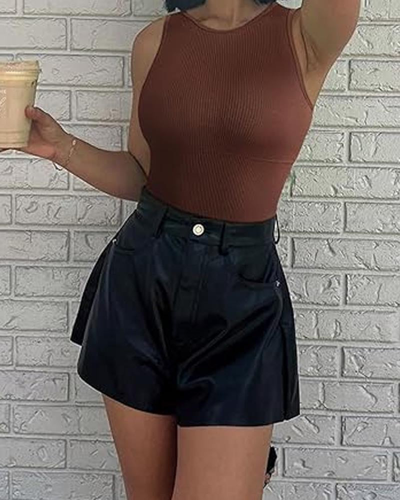 Cuerpo Sin Mangas con Diseño Estriado para Mujeres
