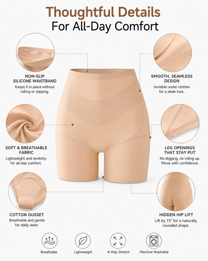 Conjunto de 2 Pantalones Cortos de Cintura Alta Sin Costuras con Control Abdomen y Malla Transpirable