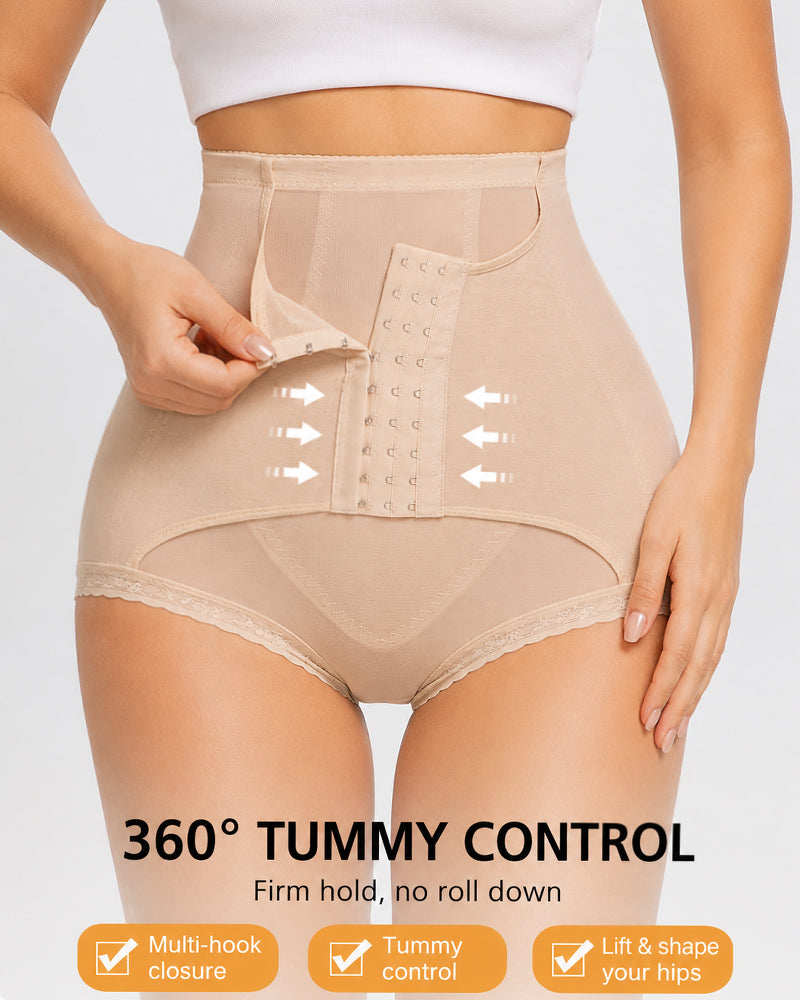 Panties Moldeadores Sin Costuras de Control Abdomen con Cierre de Gancho y Ojo de Cintura Alta
