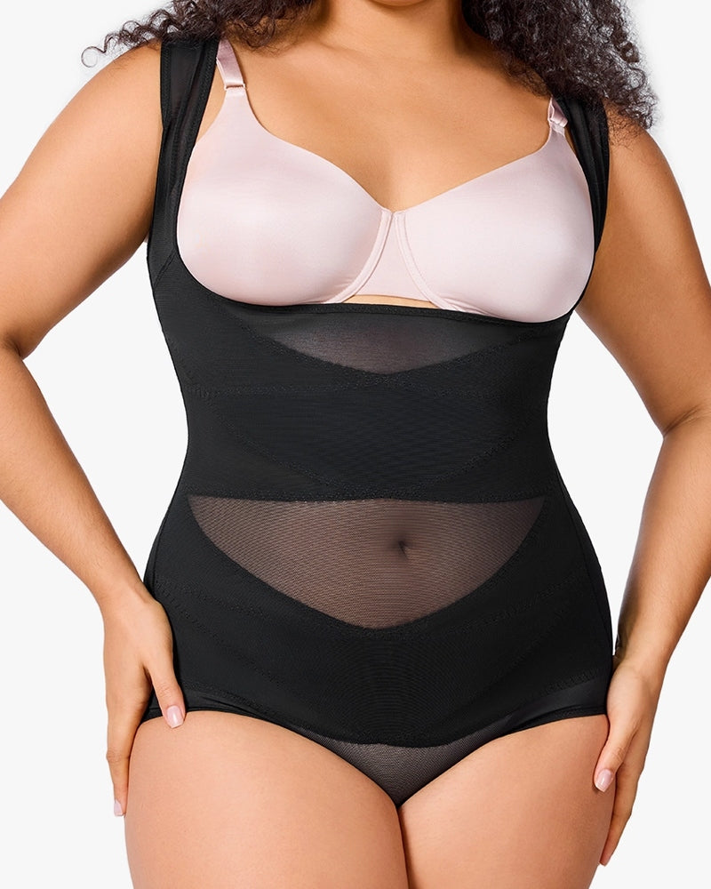 Translucent Mesh Tummy Control Sexy Bodysuit