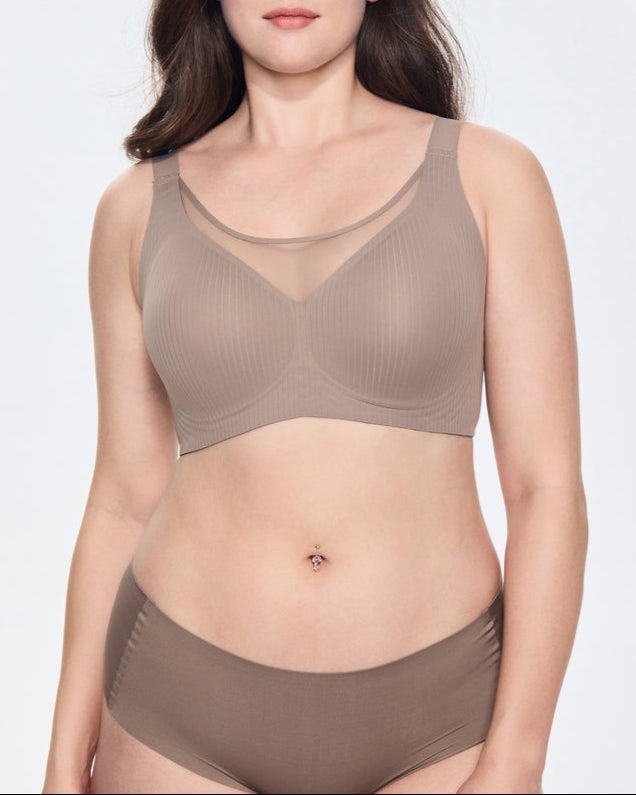 Sostén Push-up de Encaje Elástico sin Aros con Escote en V
