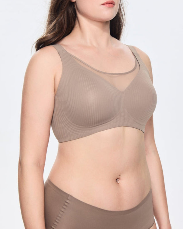 Sostén Push-up de Encaje Elástico sin Aros con Escote en V