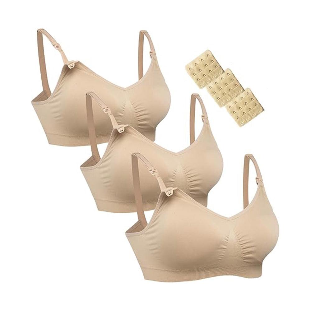 Paquete de 3 o 2 Sujetadores de Maternidad Sin Costuras para Pecho Completo con Extensores y Clips Adicionales
