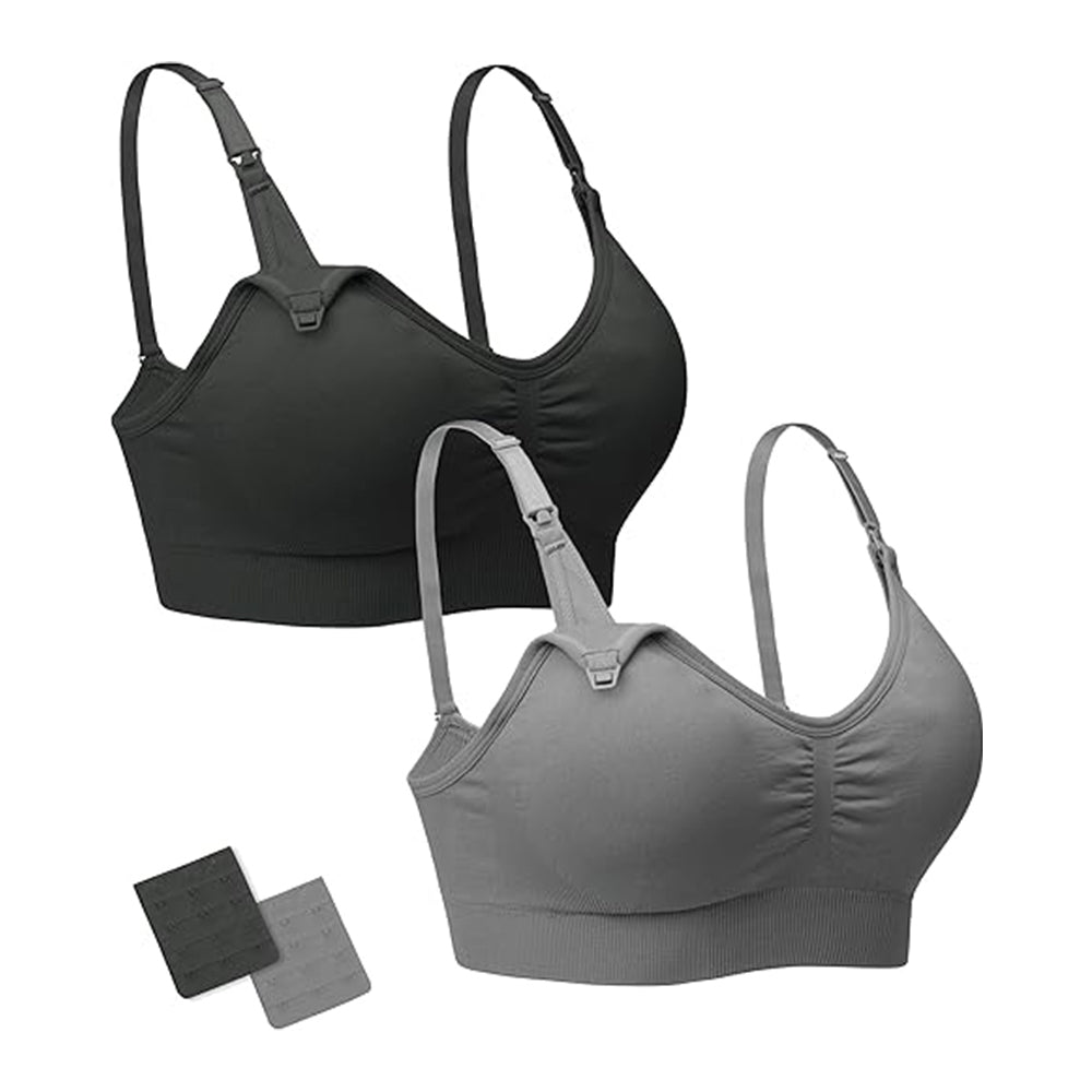 Paquete de 3 o 2 Sujetadores de Maternidad Sin Costuras para Pecho Completo con Extensores y Clips Adicionales