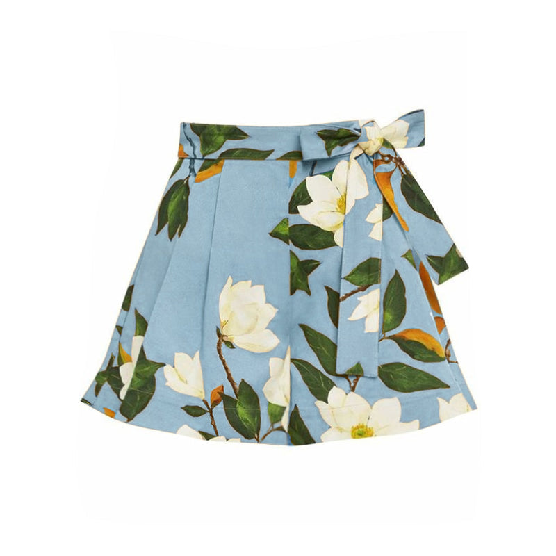 Bañador de Una Manga con Estampado de Magnolia y Falda