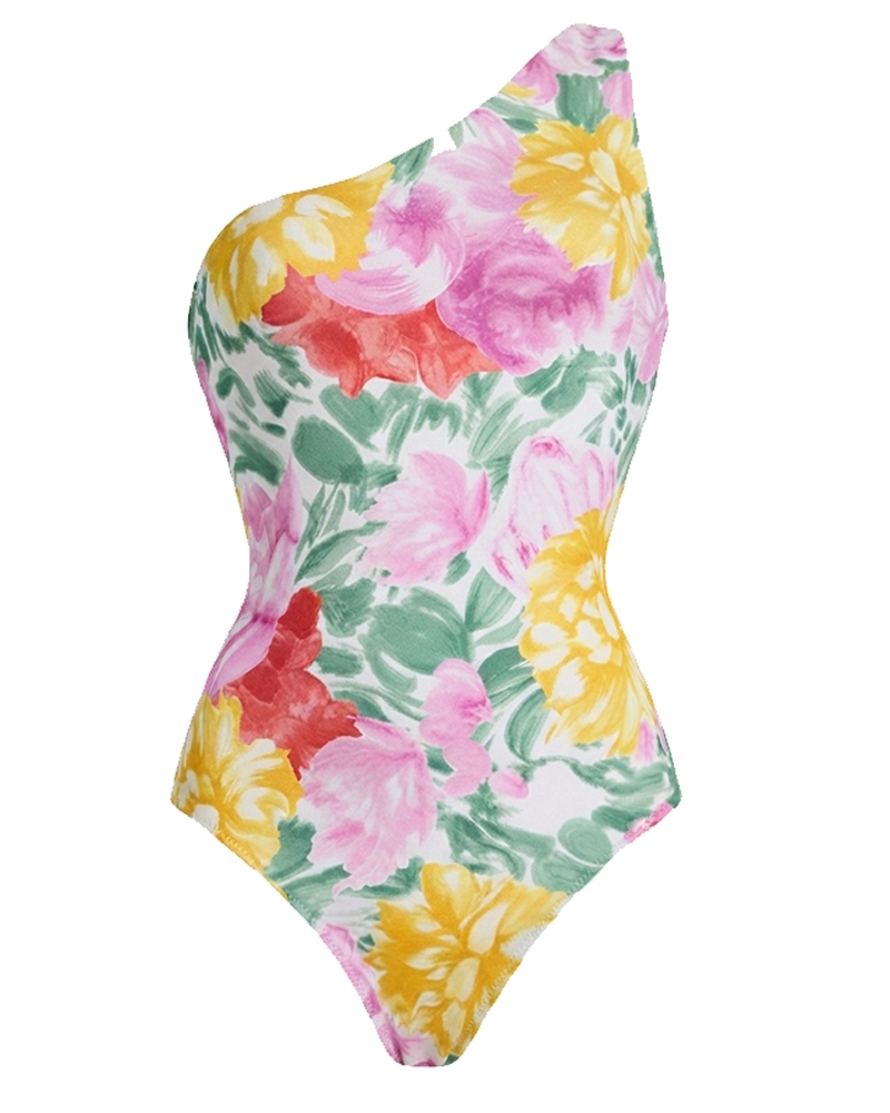 Conjunto de Bañador Floral Abstracto con Tiras Regulables