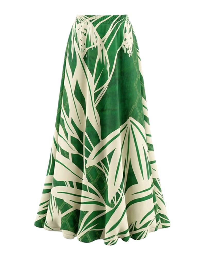 Conjunto de Baño Elegante en Verde con Estampado Botánico