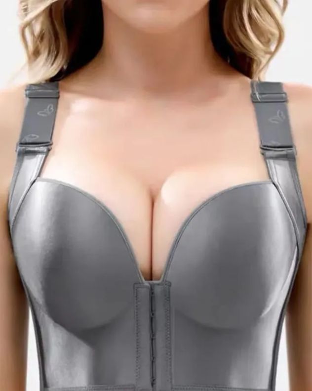 Sujetador Push Up de Copas Extendidas con Cierre Frontal y Tirantes Anchos para Damas