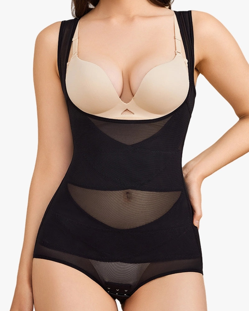 Translucent Mesh Tummy Control Sexy Bodysuit
