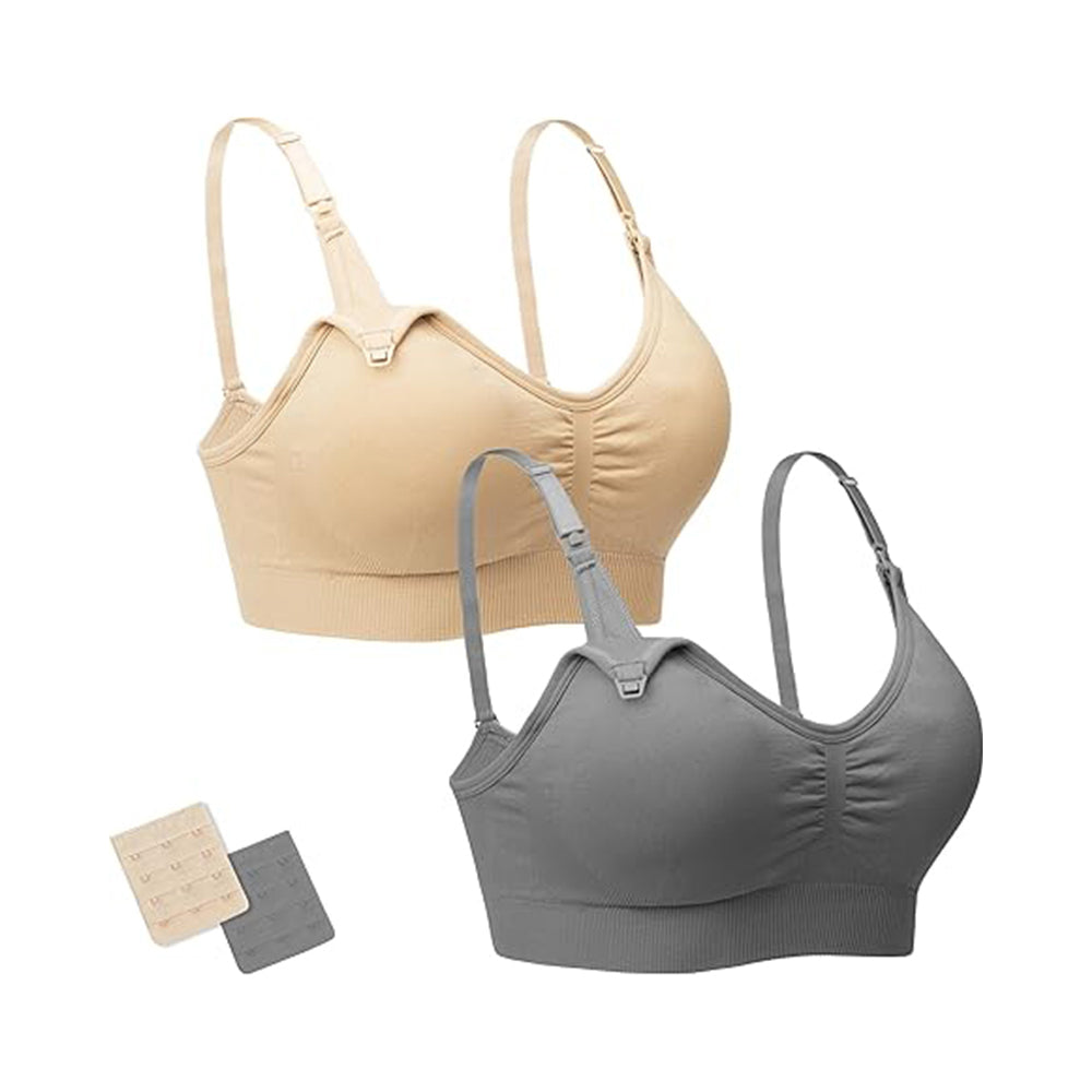 Paquete de 3 o 2 Sujetadores de Maternidad Sin Costuras para Pecho Completo con Extensores y Clips Adicionales