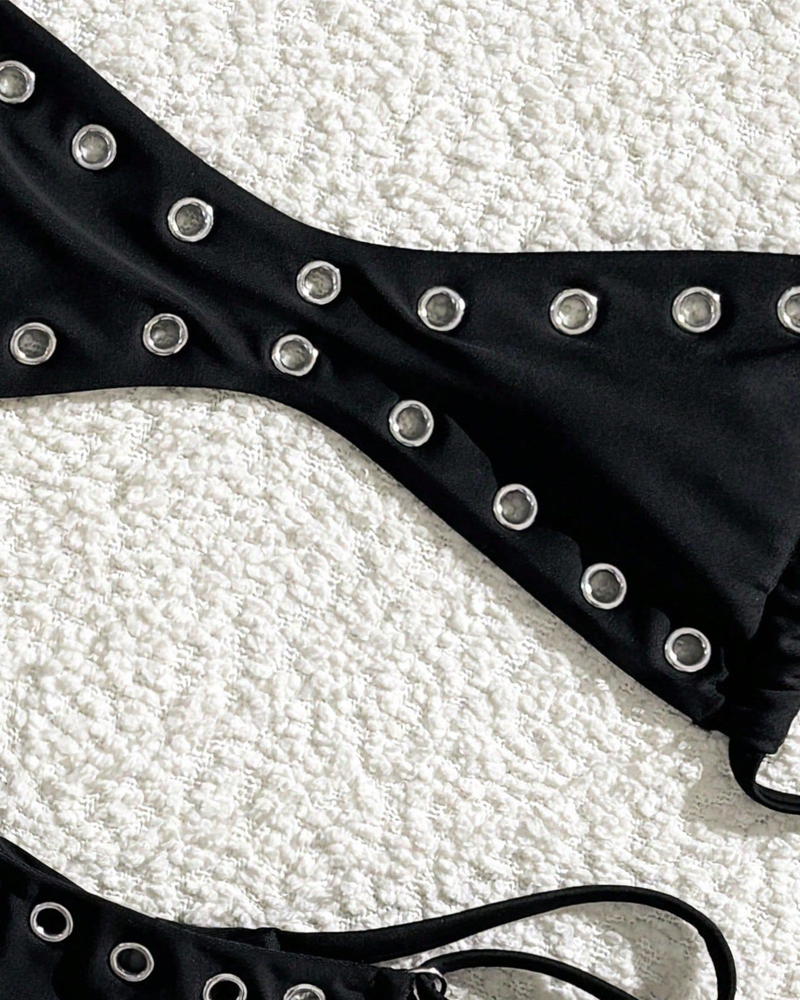Sexy Mini Bandeau Bikini with Side Ties and Backless Design
