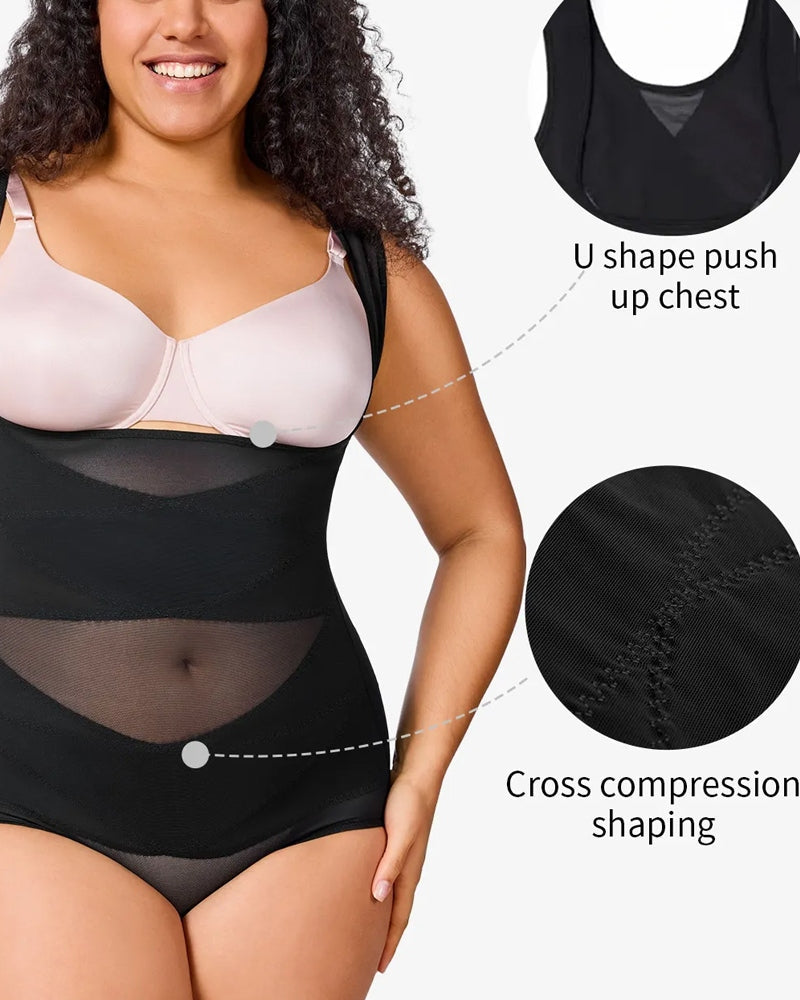 Translucent Mesh Tummy Control Sexy Bodysuit