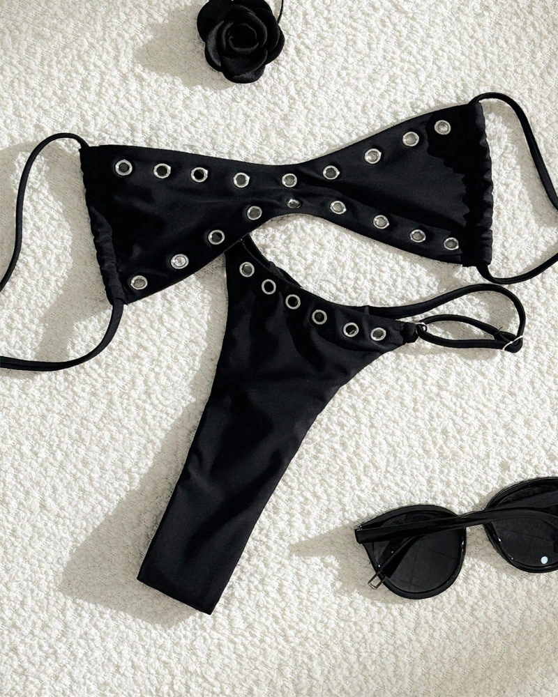 Sexy Mini Bandeau Bikini with Side Ties and Backless Design