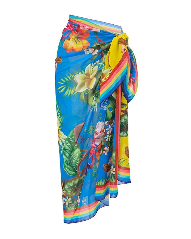 Conjunto de Baño con Estampado de Bloques de Color y Escote en V