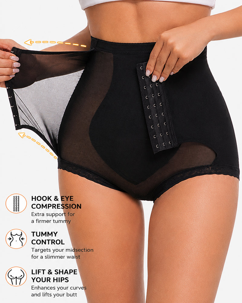 Panties Moldeadores Sin Costuras de Control Abdomen con Cierre de Gancho y Ojo de Cintura Alta
