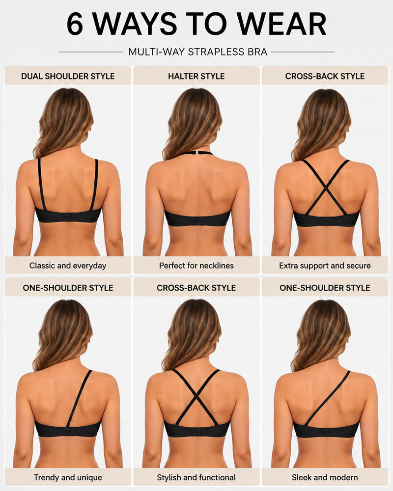 Sujetador sin tirantes, sin costuras, con cierre frontal doble y sin aros