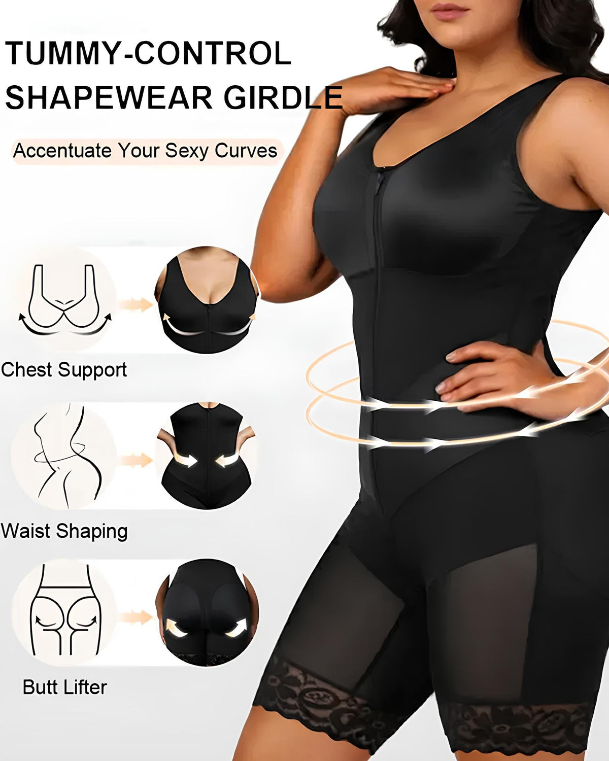 Vestido ajustado con diseño de banda elástica en V para control del abdomen y realce de la figura S para mujeres