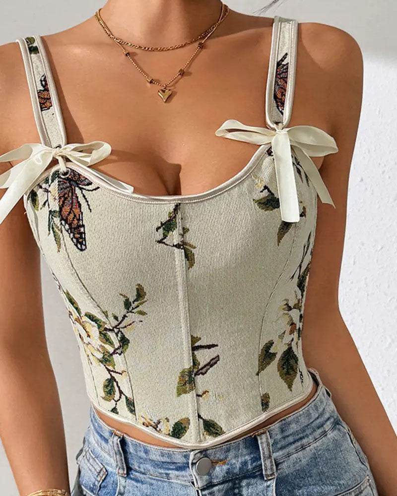 Chaleco Ajustado de Encaje con Lazo Estilo Francés para Mujeres - Cuerpo Modelador Sexy