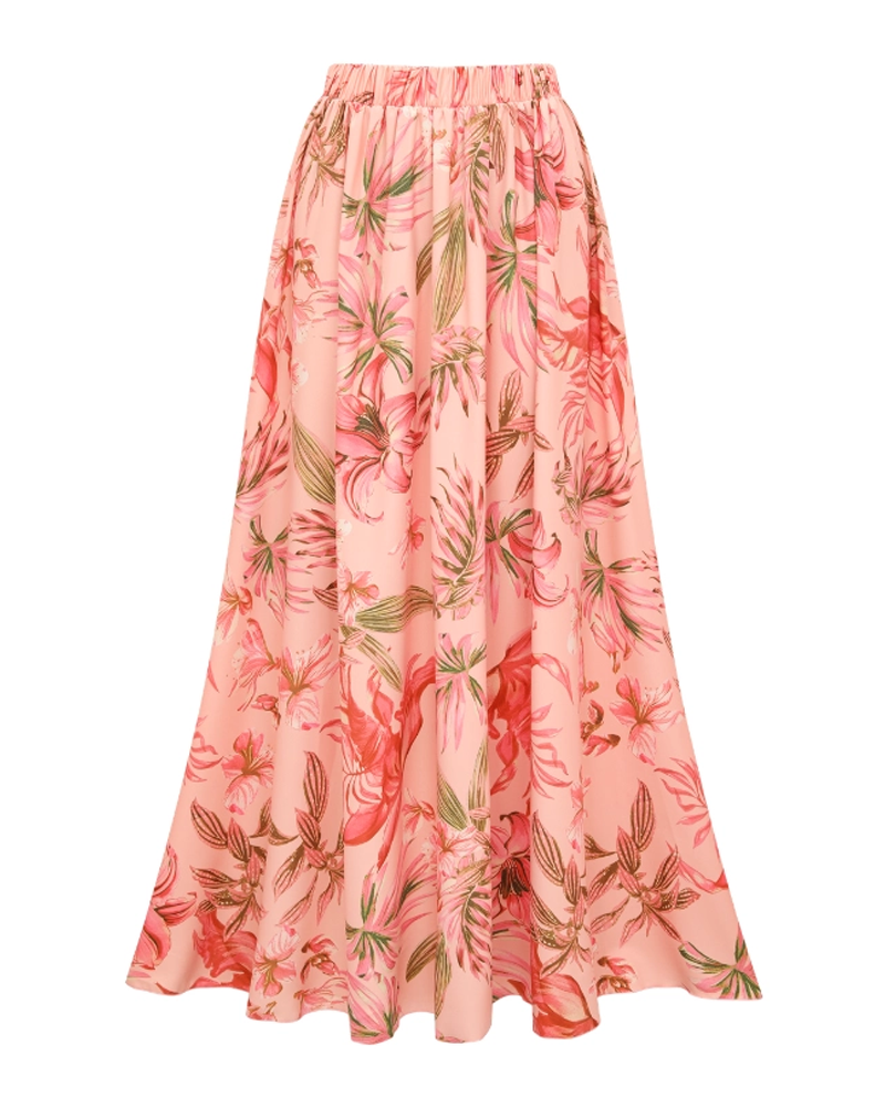 Conjunto de Baño Sexy con Estampado de Lirio Rosa