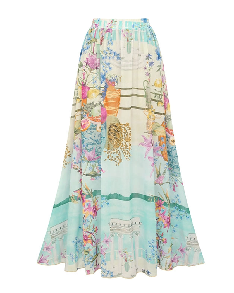 Elegante Conjunto de Traje de Baño con Escote en V y Estampado