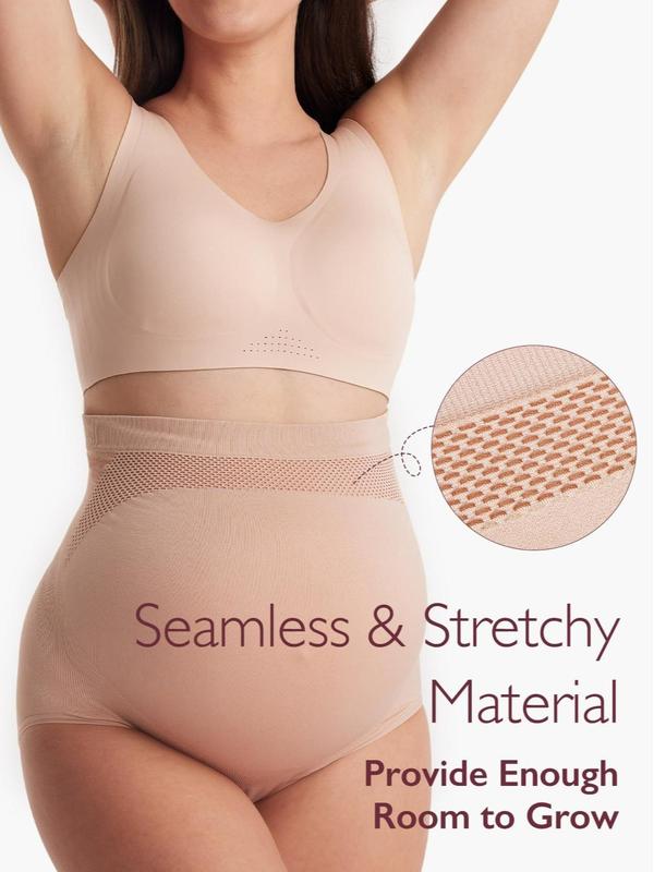 Paquete de 3 bragas altas sin costuras para maternidad, con suave soporte para el vientre