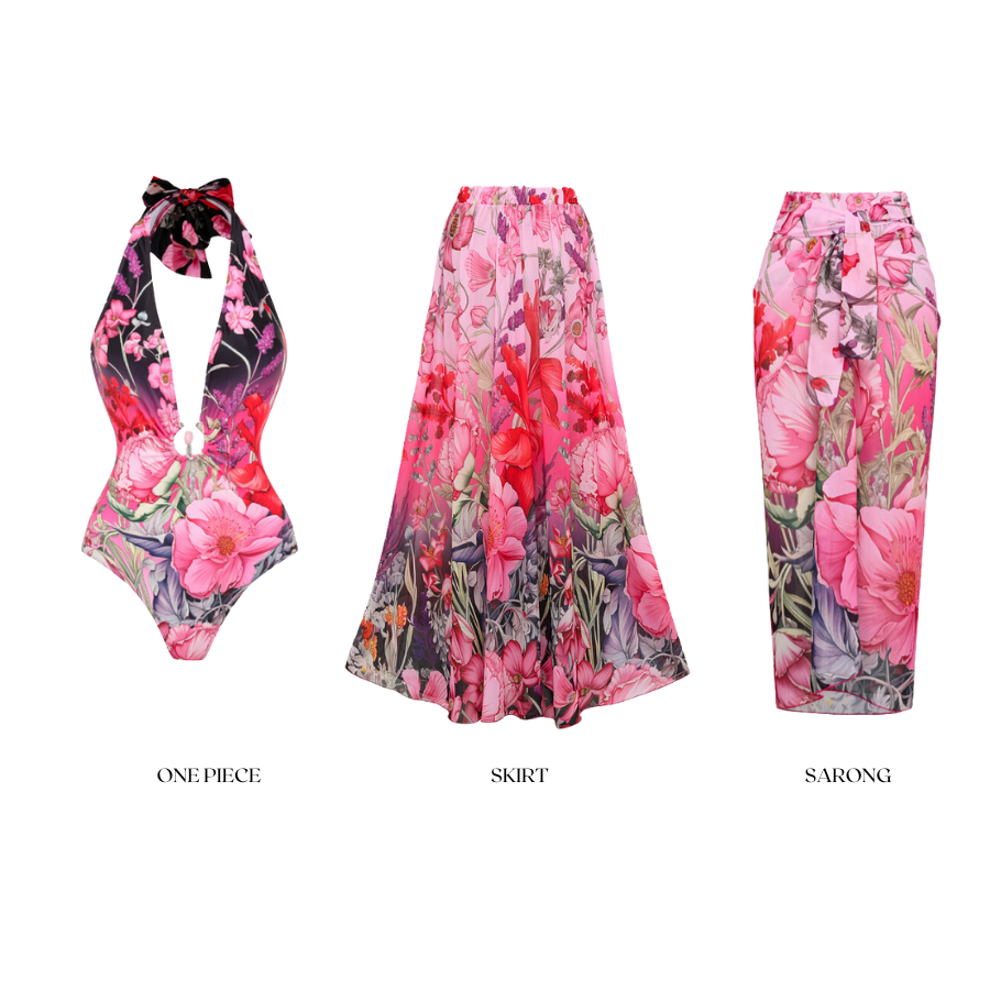 Bañador Halter de Cuello en V Profundo con Sarong