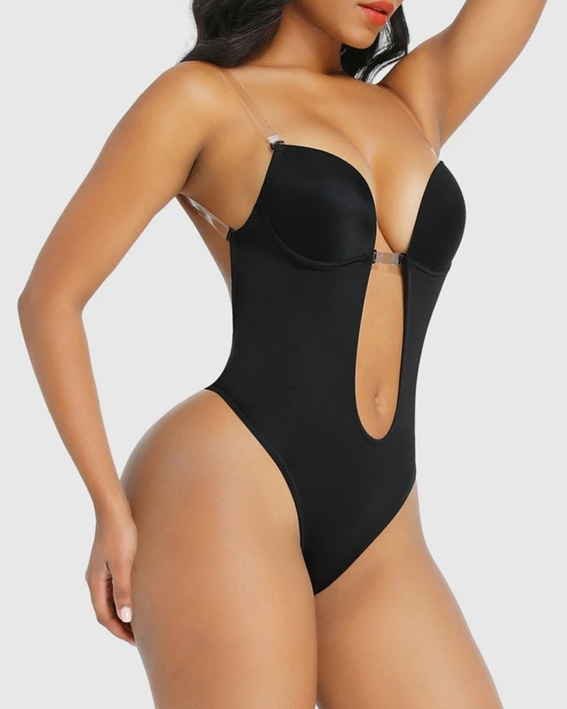 Shapewear Sin Espalda para Mujeres Talla Grande con Sujetador Integrado - Cuerpo Moldeador Sin Costuras y Abierto en la Entrepierna