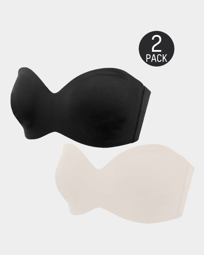 [2-Pack] Sujetador Bandeau Convertible con Soporte Total y Antideslizante
