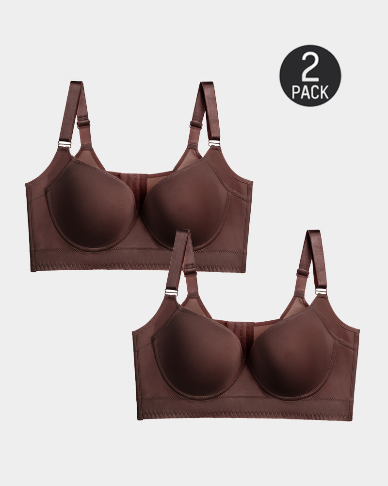 [Pack de 2] Sujetador Push Up de Copas Completas con Alta Compresión Extra Firme - Color Marrón