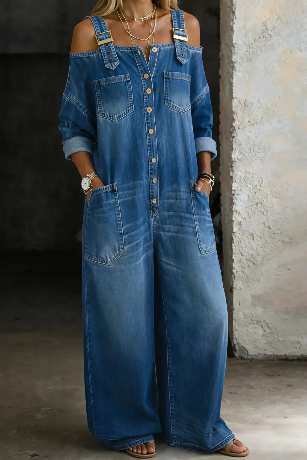 Sophia | Mono Denim con Hombros Descubiertos