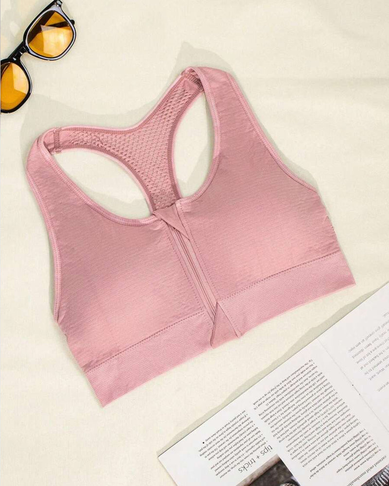 Top Deportivo Elástico Sin Costuras con Cremallera para Mujeres