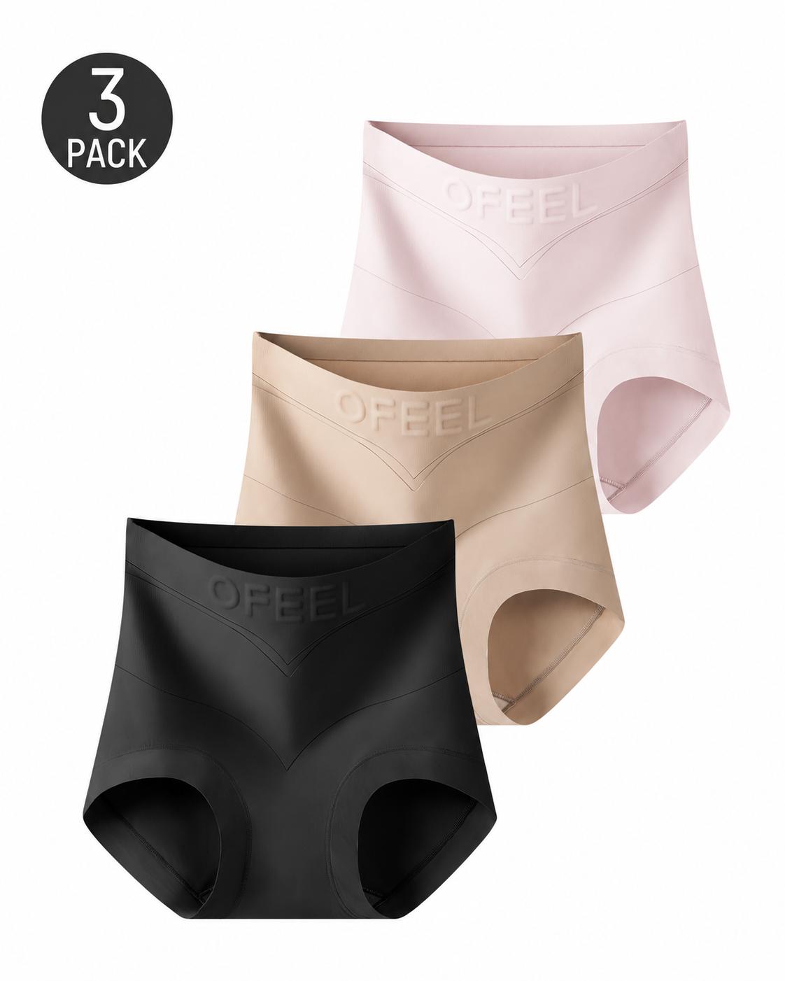 Set de 3 Pantalones Modeladores de Cintura Alta Transpirables y Sin Costuras