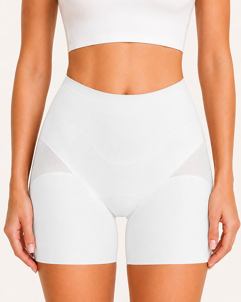 Conjunto de 2 Pantalones Cortos de Cintura Alta Sin Costuras con Control Abdomen y Malla Transpirable